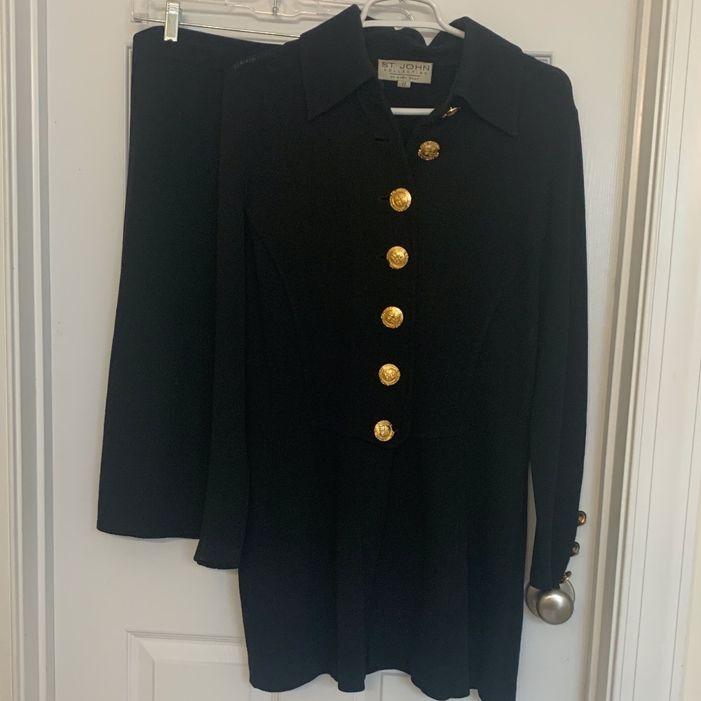 Black St. John Collection by Marie Gray Knit Sweater Suit